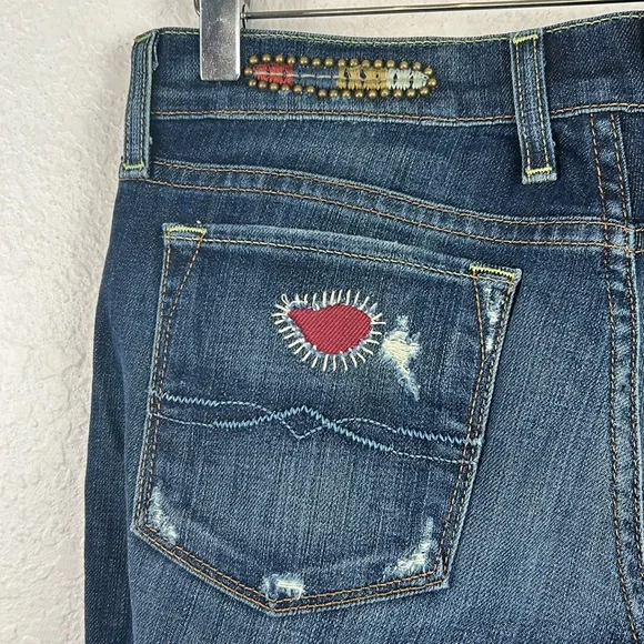 Lucky Brand Zoe Straight Leg Patch Design Jeans 2 - Picture 8 of 10